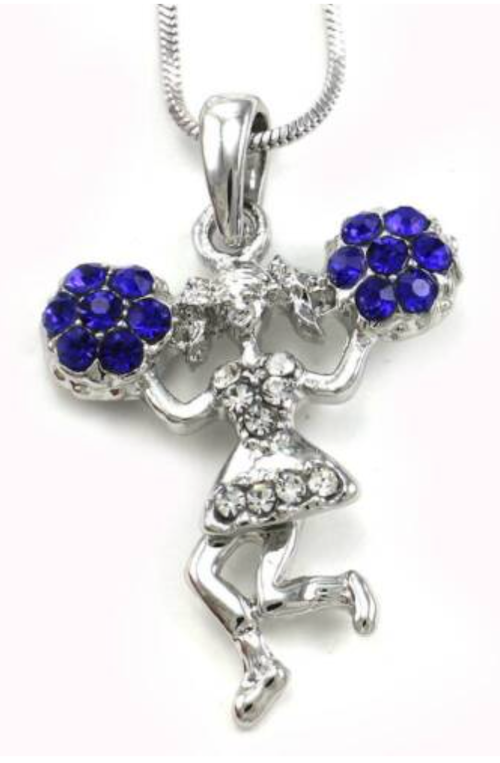 Blue Rhinestone Cheerleader Necklace