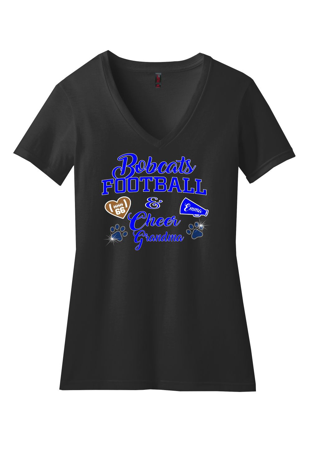 Bobcat FOOTBALL and CHEER Grandma V-Neck T-Shirt