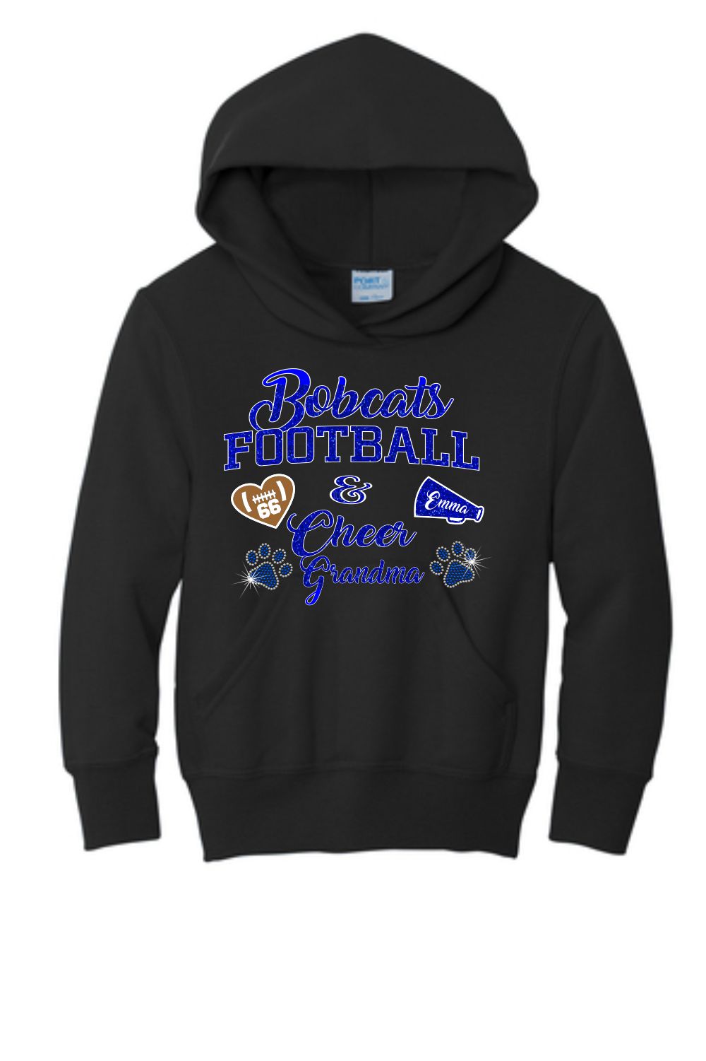 Bobcat Football and Cheer Grandma Hooded Sweatshirt