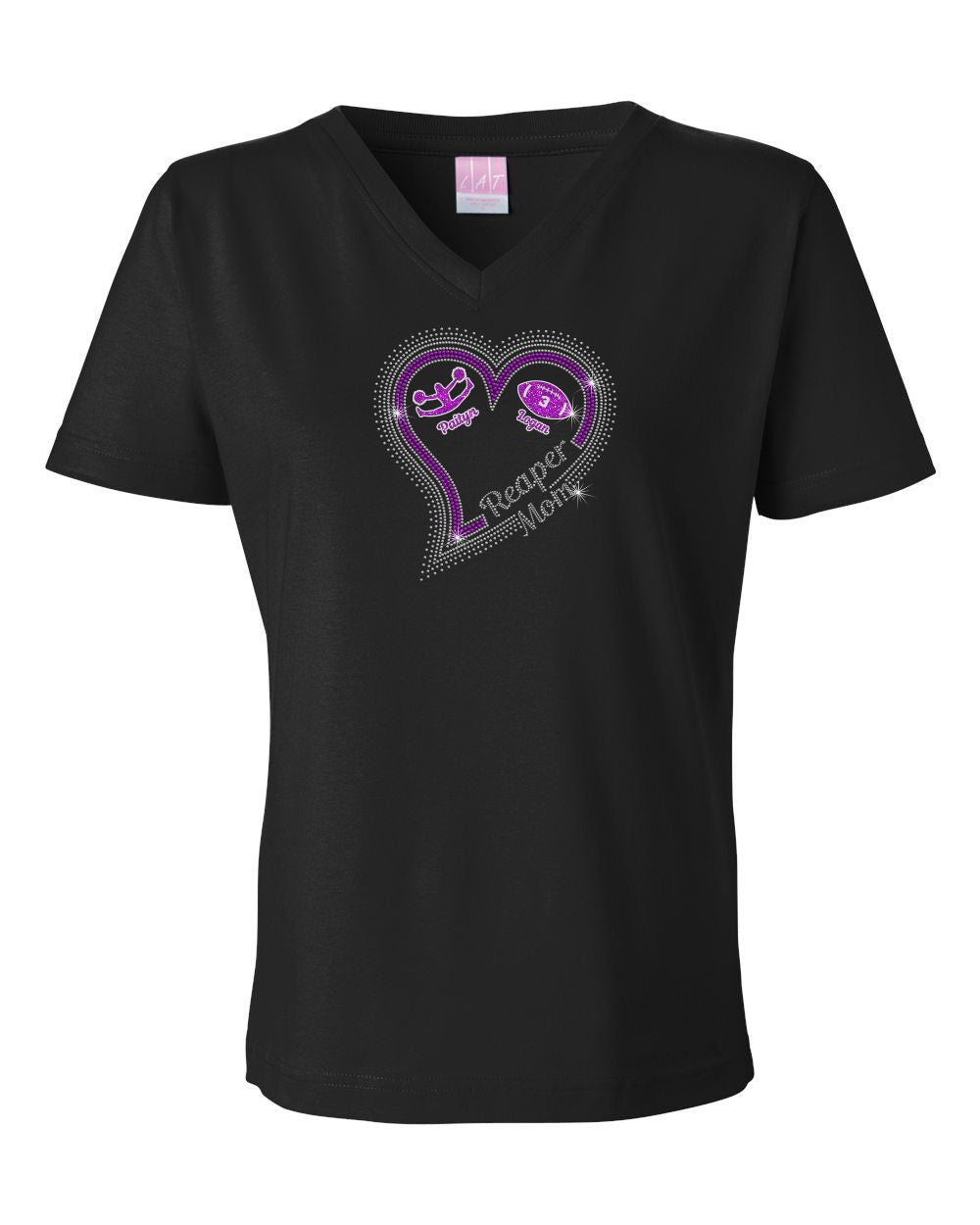 Reaper Heart V-Neck T-Shirt with Editable Mom or Grandma Text